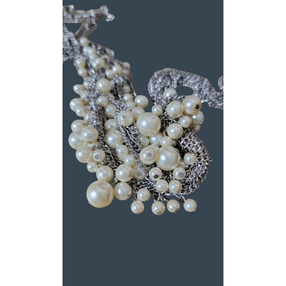 Pearl & Silver Necklace With Tassel Detail - Picture 5 of 5